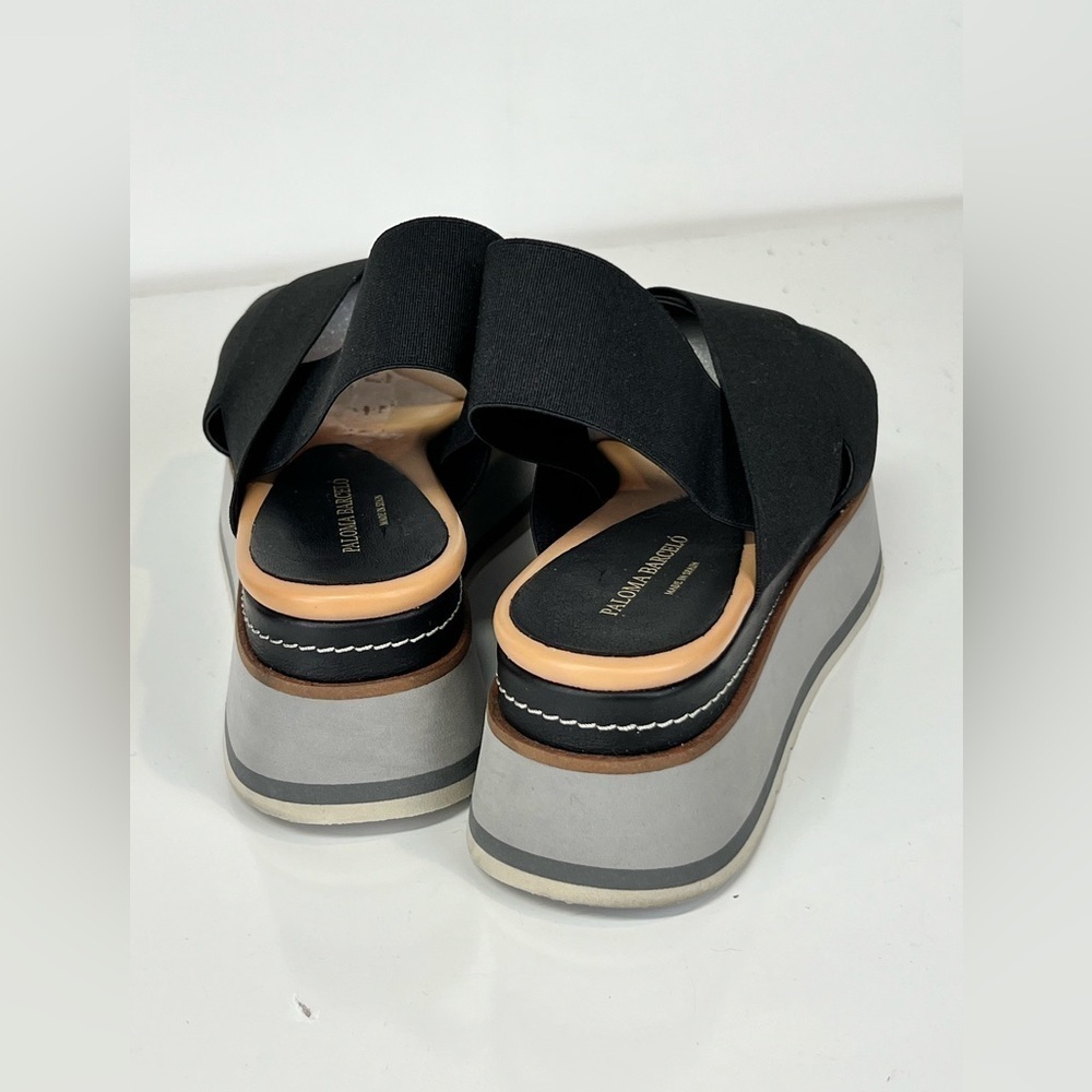 PALOMA BARCELO Black sling back platform sandals size 36/5.5-6. - Picture 4 of 9